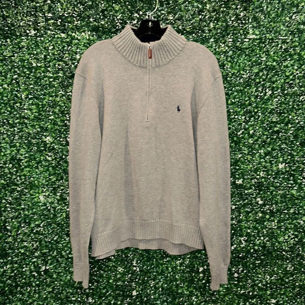 Polo by Ralph Lauren Light Gray Half-Zip Sweater
